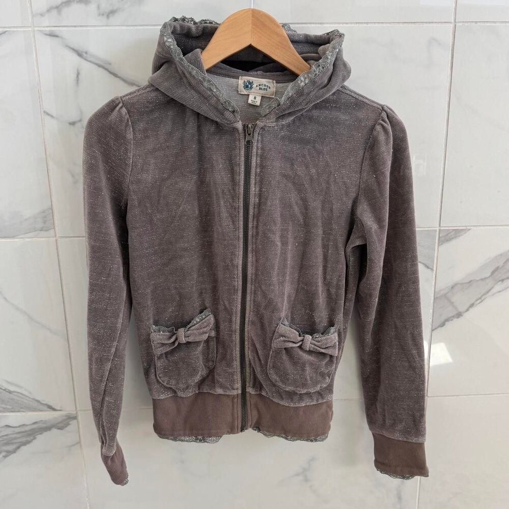 Size small Anchor Blue super cute coquette zipper hoodie